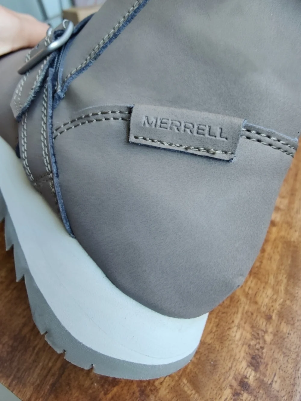 Merrell Alpine Buckle Boots Waterproof Side Zip Taupe Side Zip Gray Women's 7.5